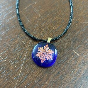 Fused glass snowflake pendant